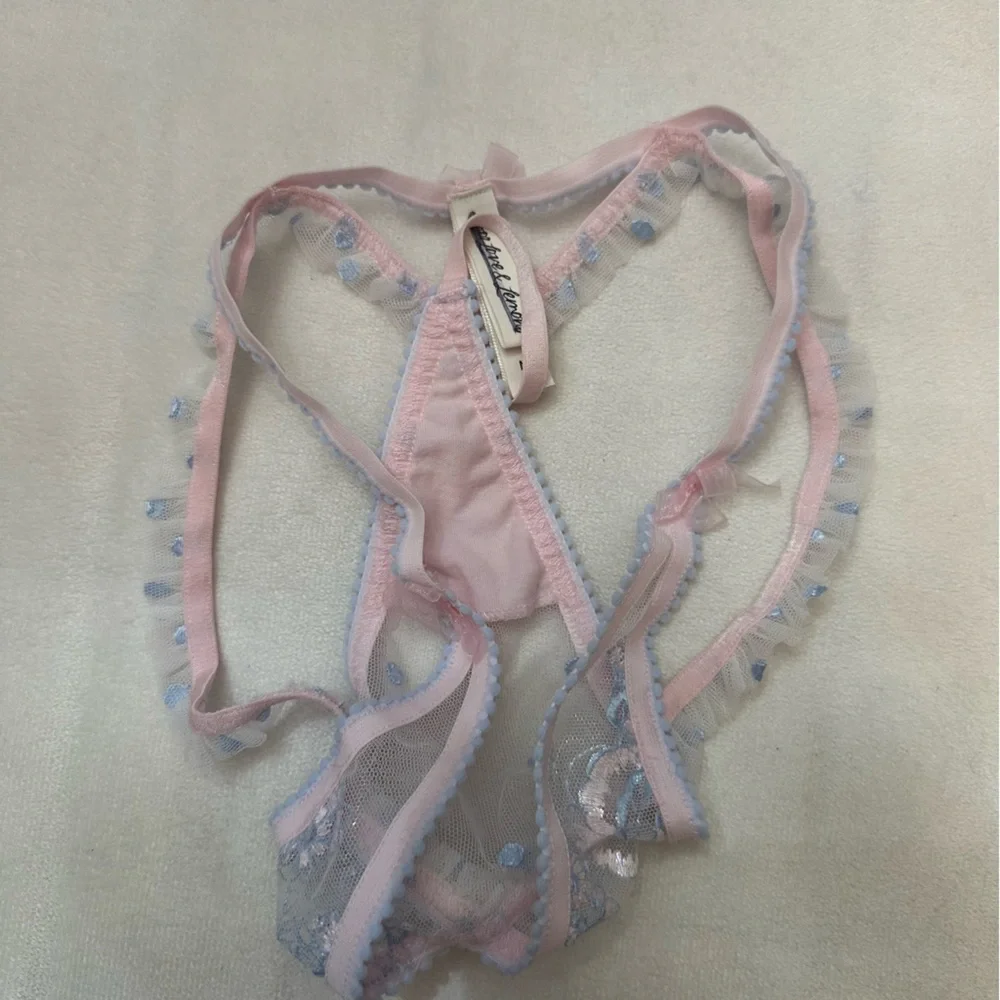 New! For Love And Lemons delicate foil floral Pink Sheer Panties 51360_10
